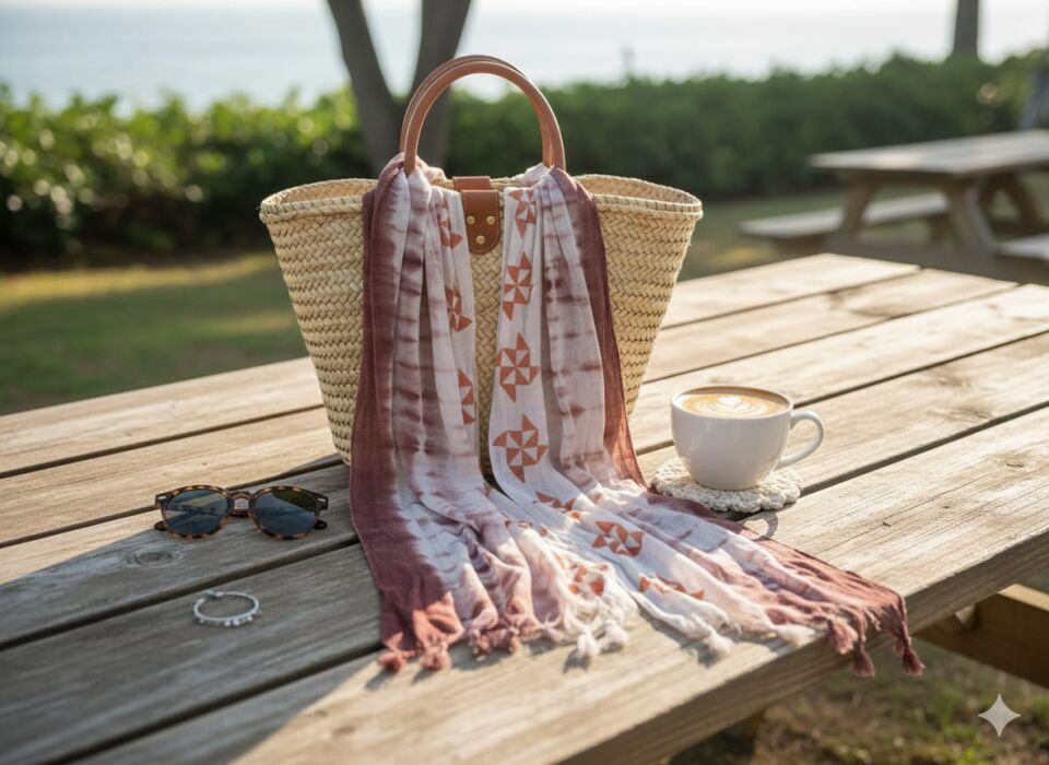 Shibori Geleneksel Tahta Baskılı Şal