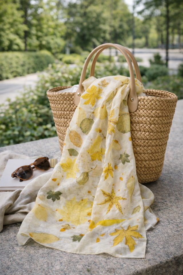 Ecoprint İpek Fular/Şal