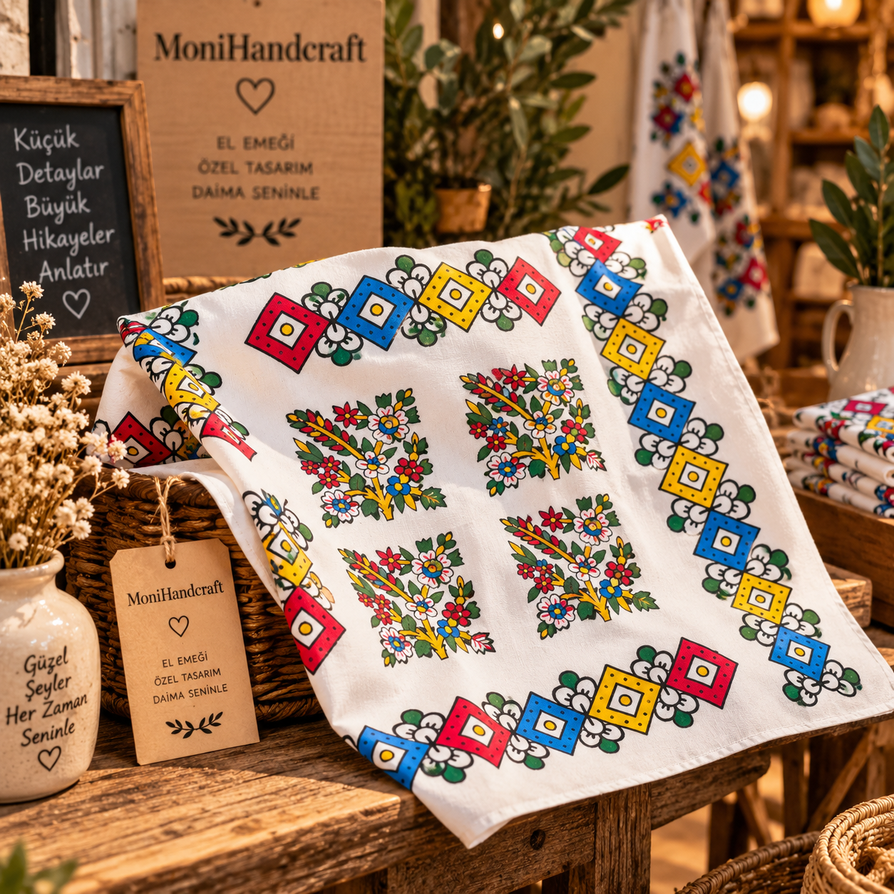 Tahta Baskı Yazma Modeli Bandana