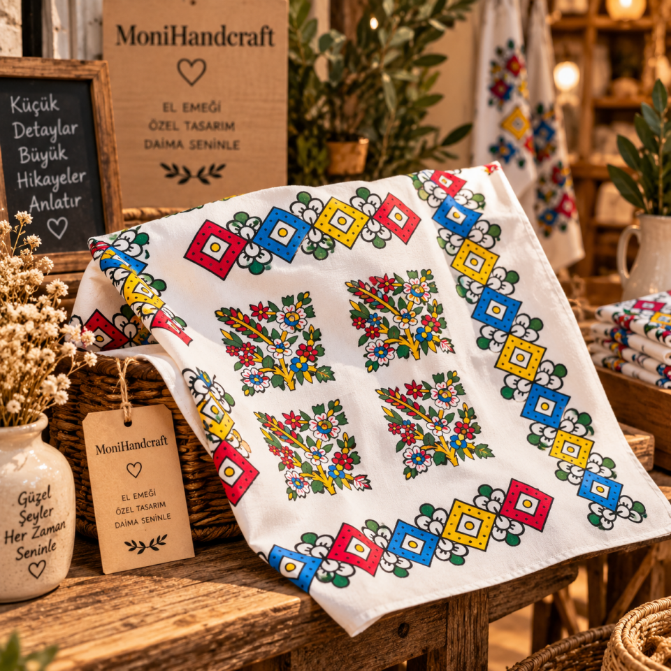 Tahta Baskı Yazma Modeli Bandana
