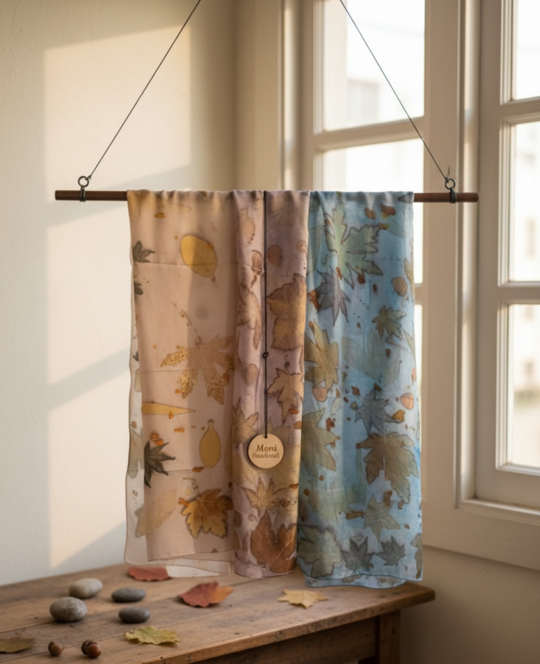 Ecoprint %100 İpek Fular