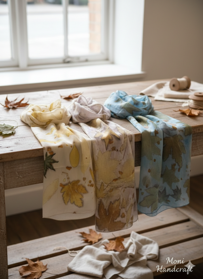 Ecoprint %100 İpek Fular