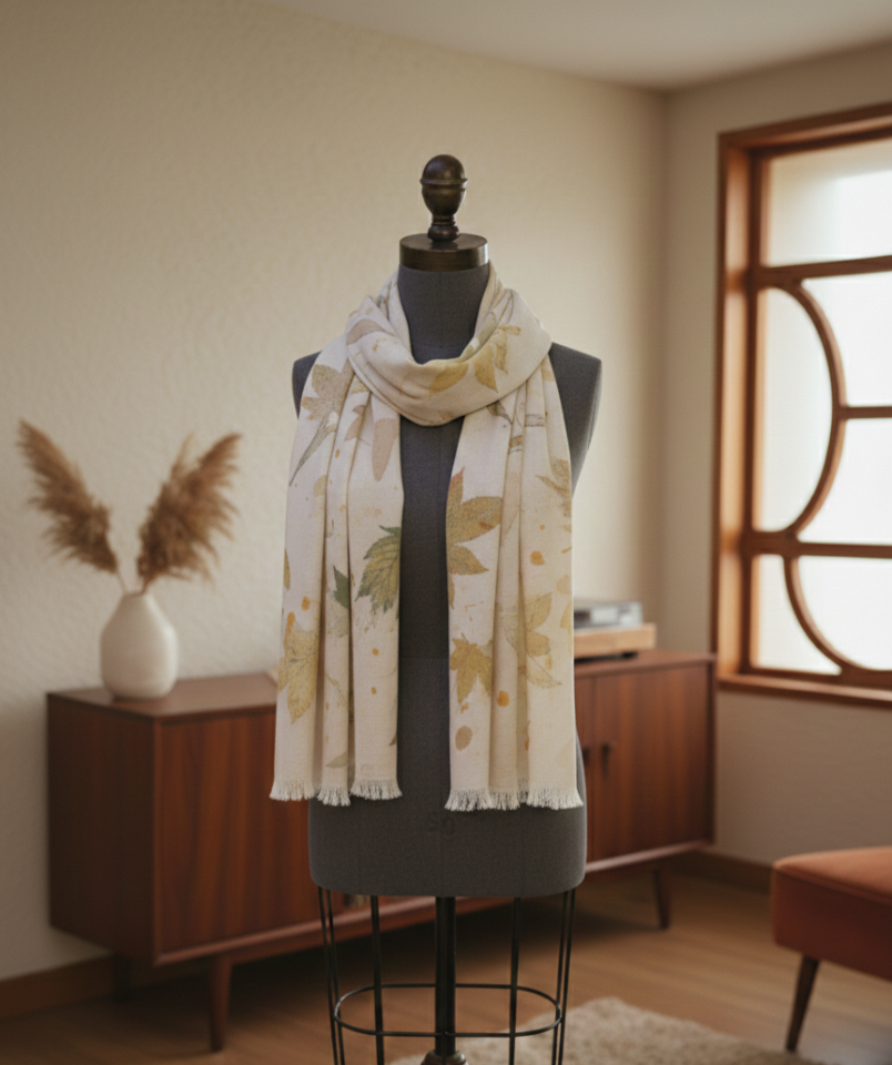 Ecoprint %100 Pamuk Fular