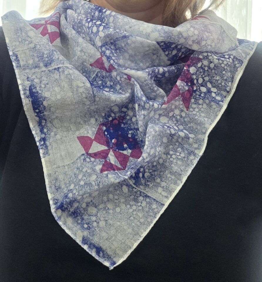 İndigo Shibori Geometrik Desenli Bandana
